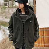 Unisex Jacket Mechanical Style Shell Jacket Workwear with Pocket Hooded Jacket